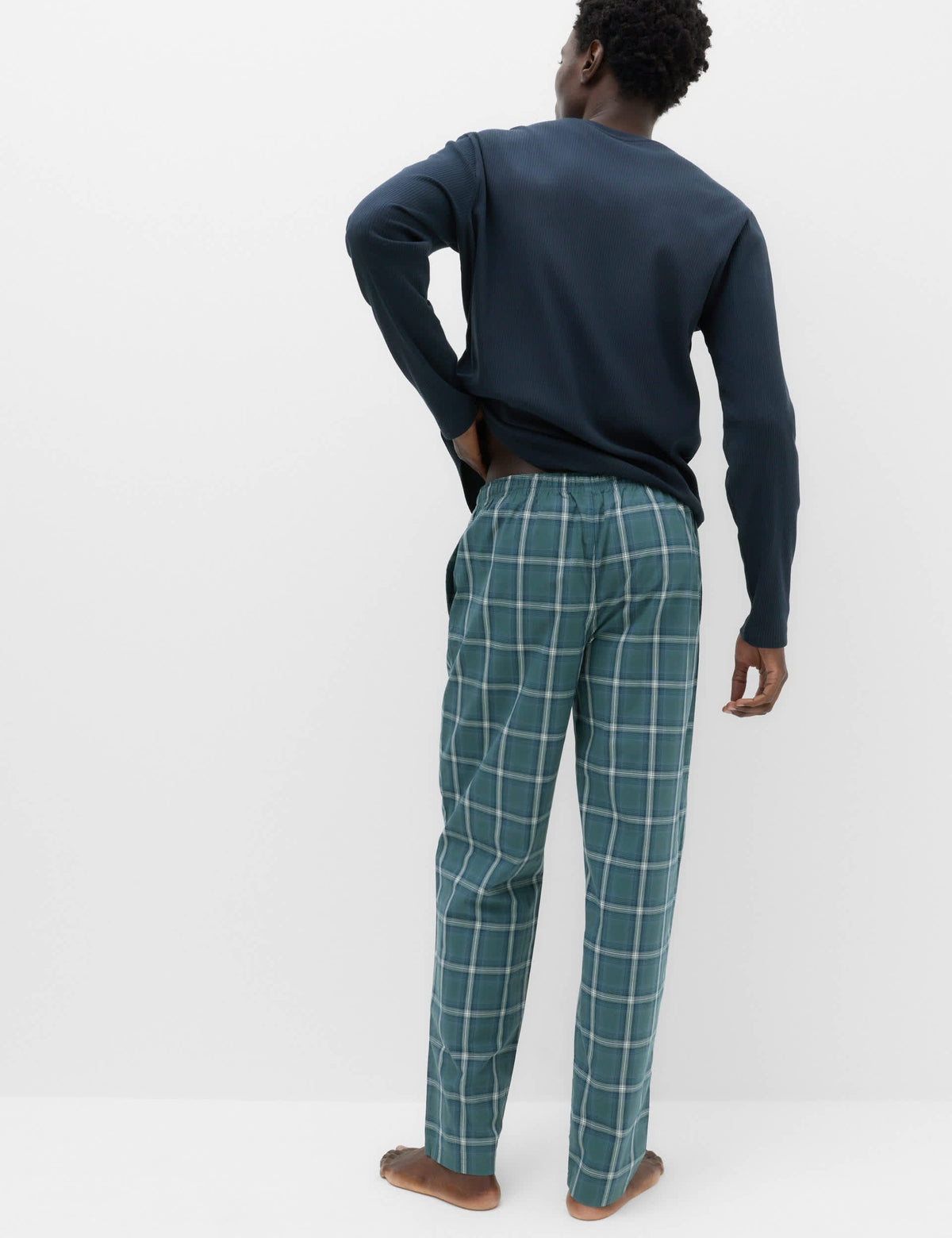 Saf Pamuklu Ekose Desenli Pijama Takımı