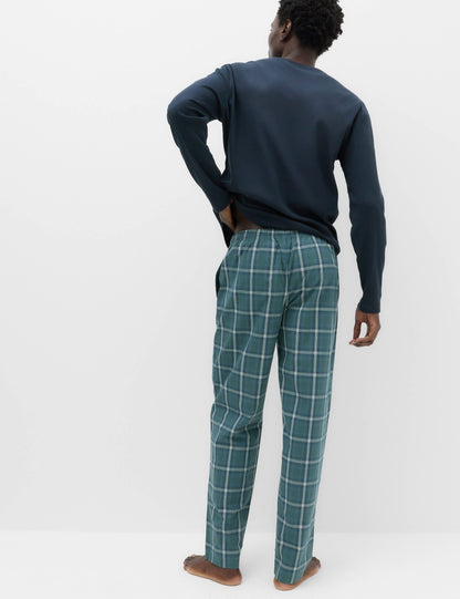 Saf Pamuklu Ekose Desenli Pijama Takımı