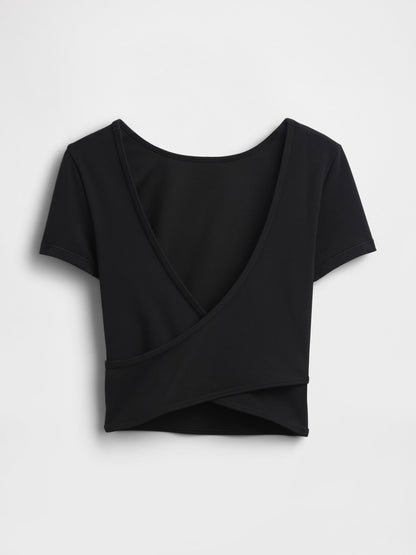 Siyah Gapfit Smooth Reversible Wrap Crop T-shirt