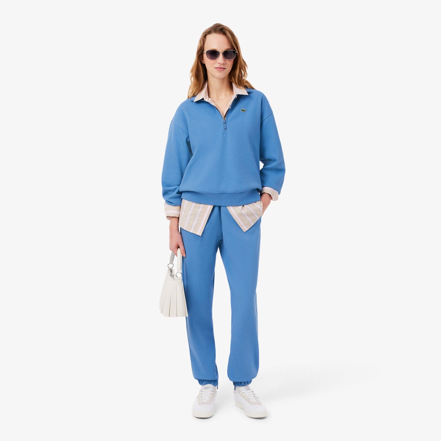 Lacoste Kadın Relaxed Fit Yarım Fermuarlı Mavi Sweatshirt