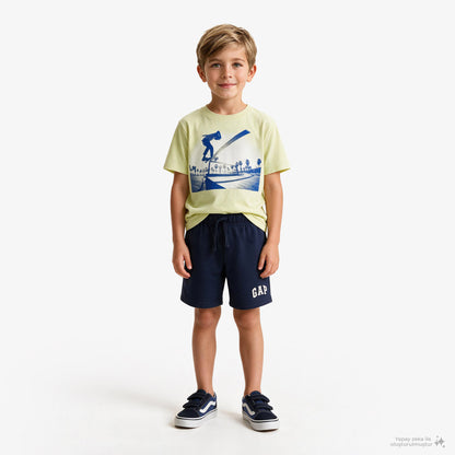 Gap Havlu Kumaş Relaxed Fit Çocuk Lacivert Şort