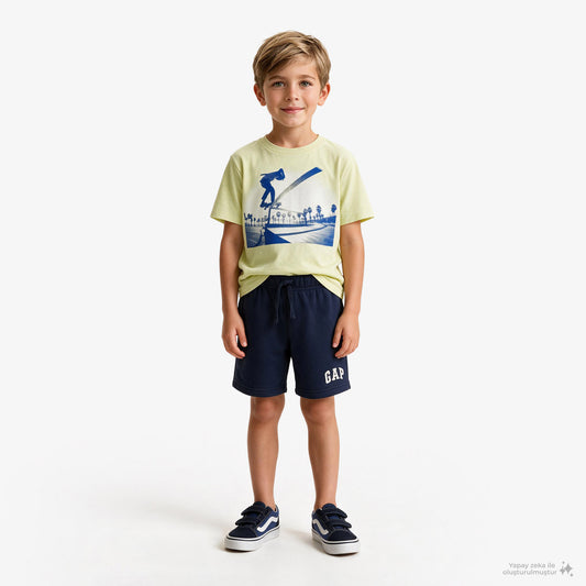 Gap Havlu Kumaş Relaxed Fit Çocuk Lacivert Şort