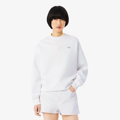 Lacoste Kadın Oversize Fit Bisiklet Yaka Beyaz Sweatshirt