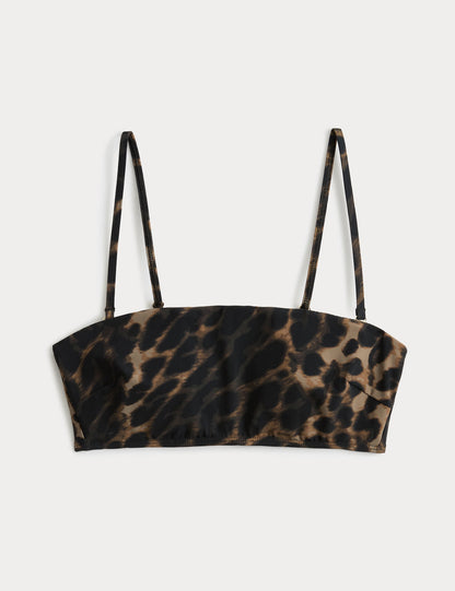 Leopar Desenli Bandeau Bikini Üstü