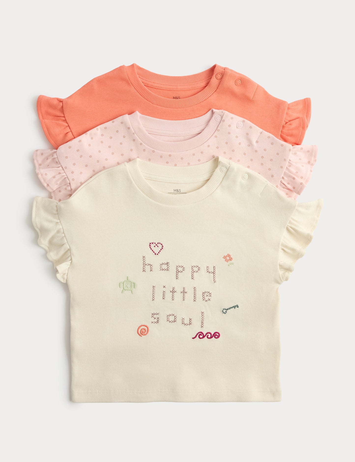 3'lü Desenli Pamuklu T-shirt