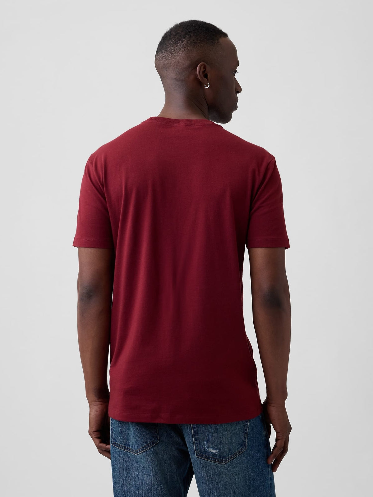 Bordo Everyday Soft Bisiklet Yaka T-shirt