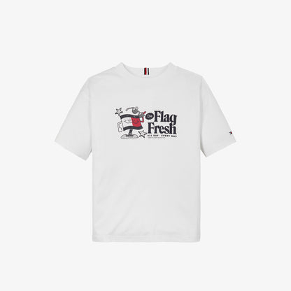Tommy Jeans Flag Fresh Çocuk Beyaz T-shirt