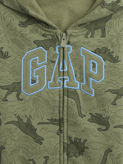 Haki Relaxed Baskılı Logo Fermuarlı Sweatshirt