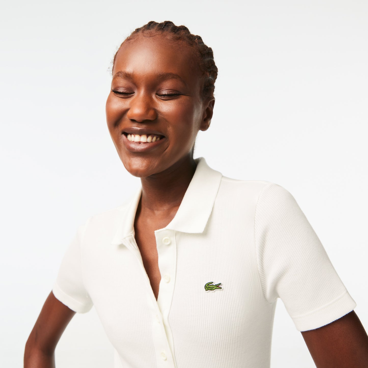 Lacoste L.12.d Kadın Slim Fit Organik Pamuk Beyaz Polo