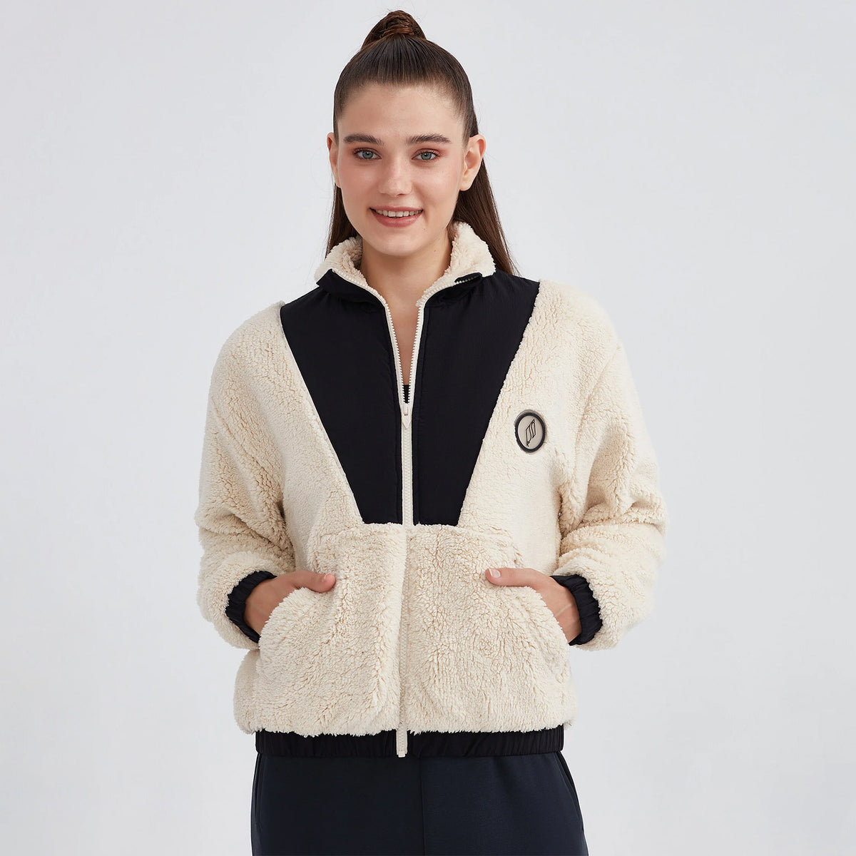 Skechers Outdoor Fleece Half Zip Sherpa Kadın Beyaz Ceket