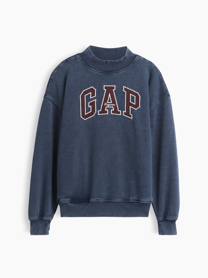 Gri Vintagesoft Oversized Mockneck Logo Sweatshirt