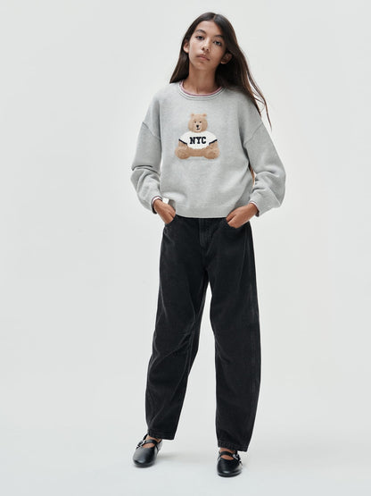 Siyah High Rise Barrel Jean Pantolon