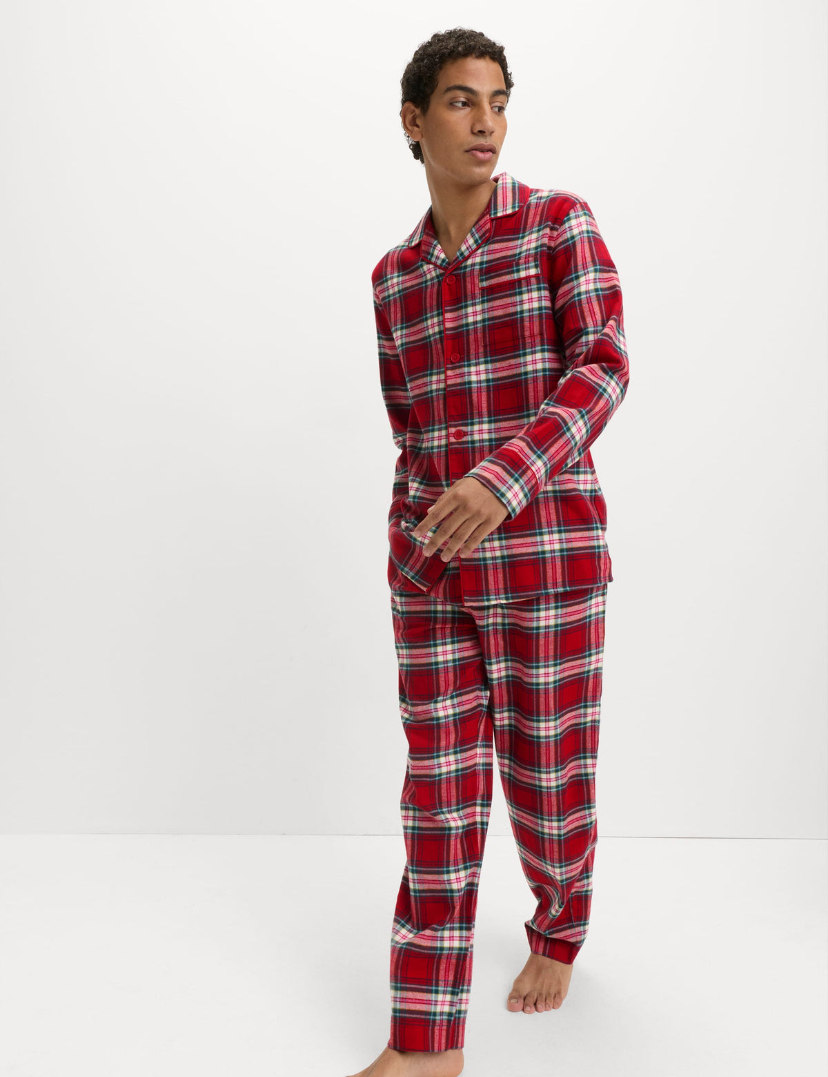 Saf Pamuklu Kareli Pijama Takımı
