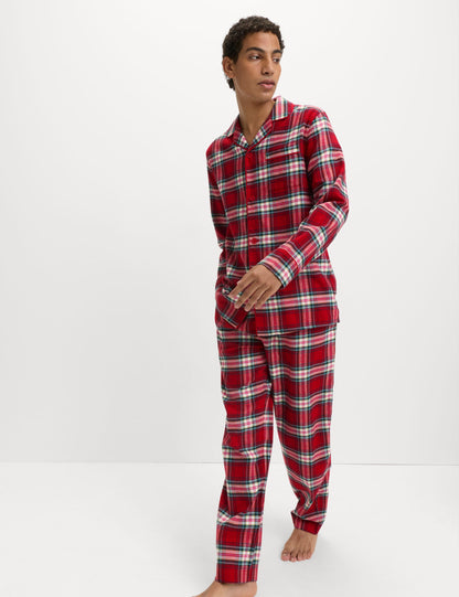 Saf Pamuklu Kareli Pijama Takımı
