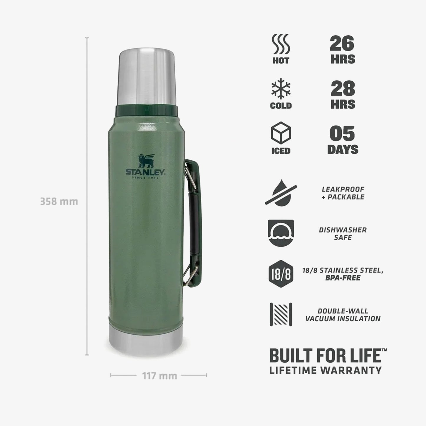 Stanley 1.1l Classic Vakumlu Yeşil Termos