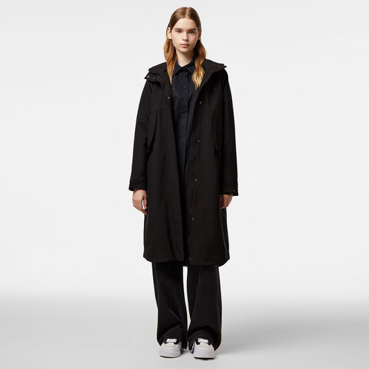 Lacoste Kadın Relaxed Fit Kapüşonlu Siyah Yağmurluk