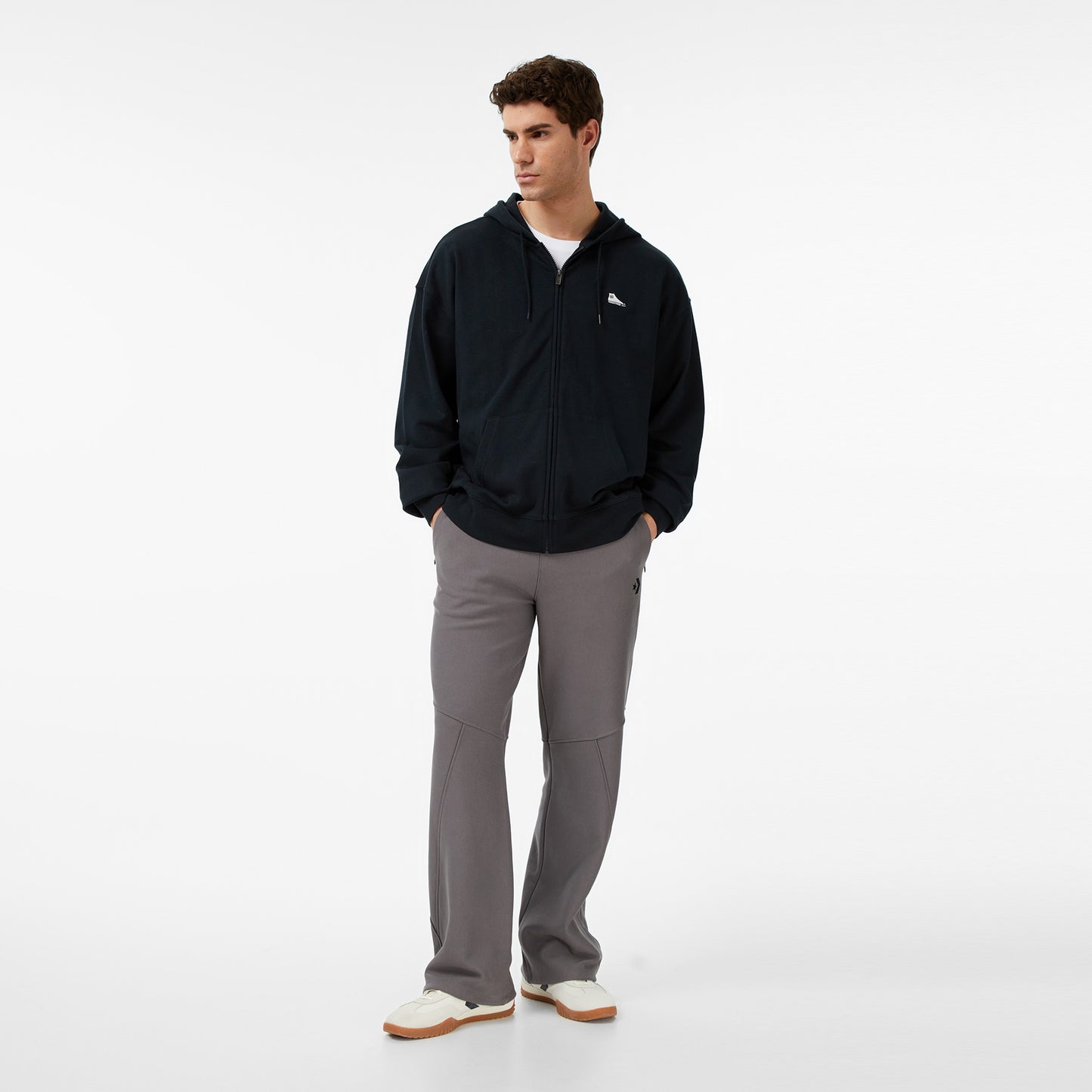 Converse Loose Fit Sneaker Patch Full Zip Erkek Siyah Sweatshirt
