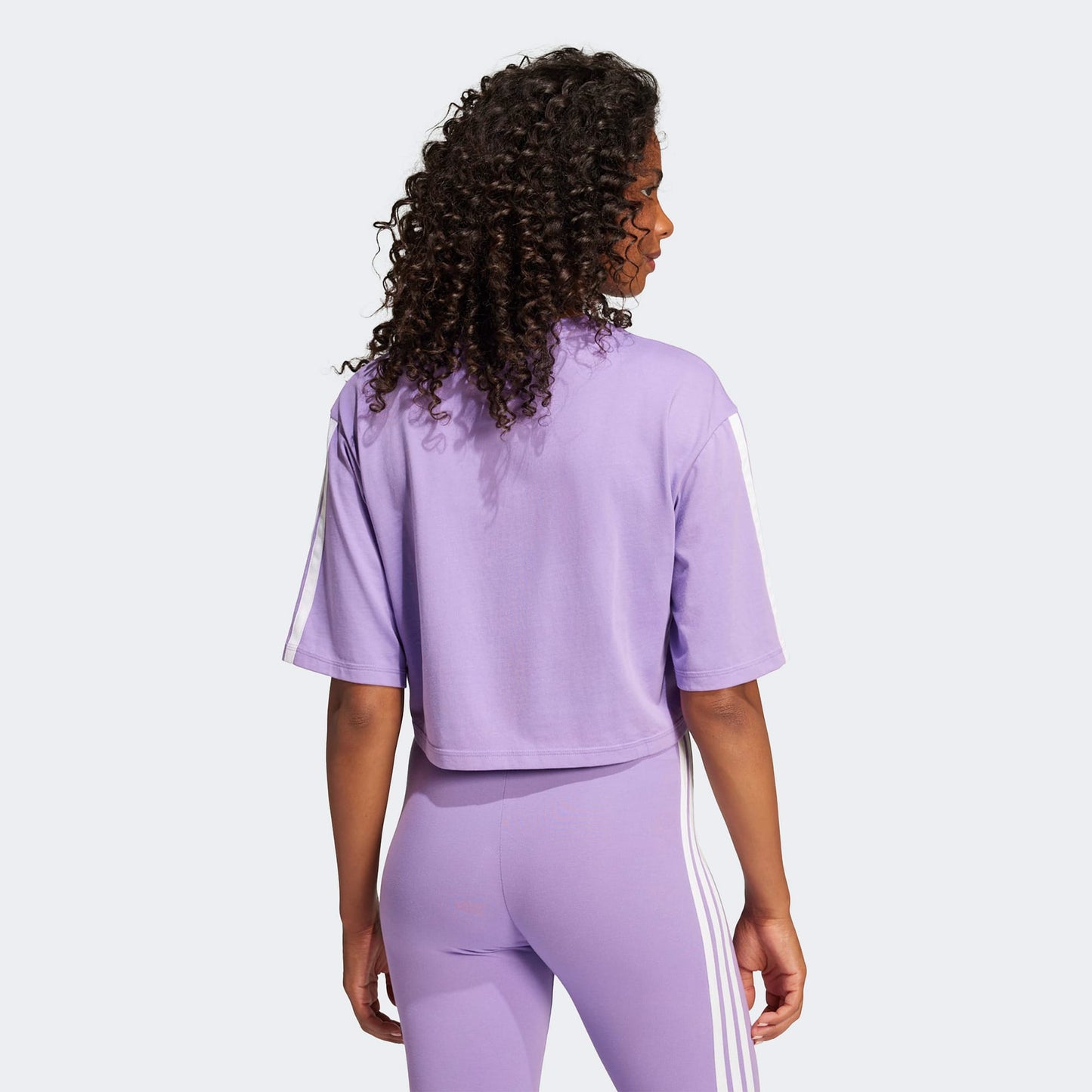 Adidas Essentials 3 Stripes Cropped Kadın Mor T-shirt