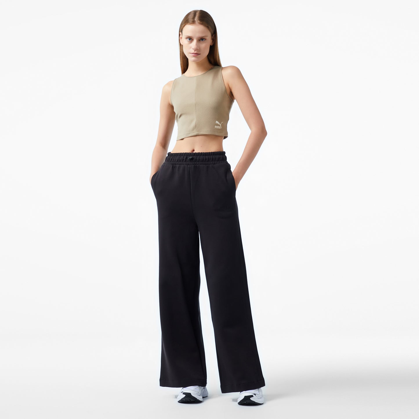 Puma Classıcs Ribbed Crop Top Kadın Haki T-shirt