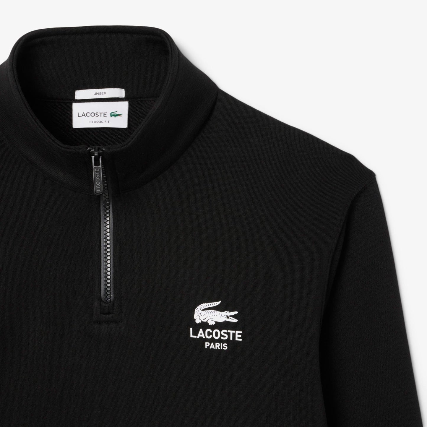 Lacoste High Neck Zip-up Print Unisex Siyah Sweatshirt