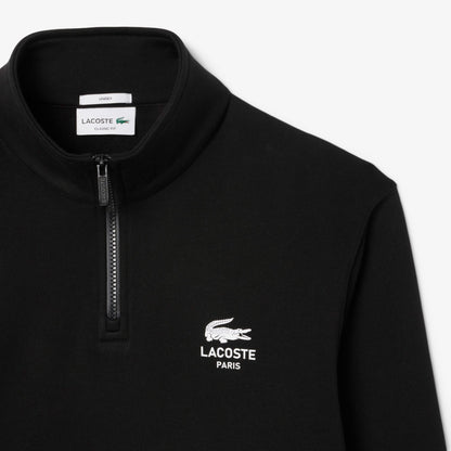 Lacoste High Neck Zip-up Print Unisex Siyah Sweatshirt
