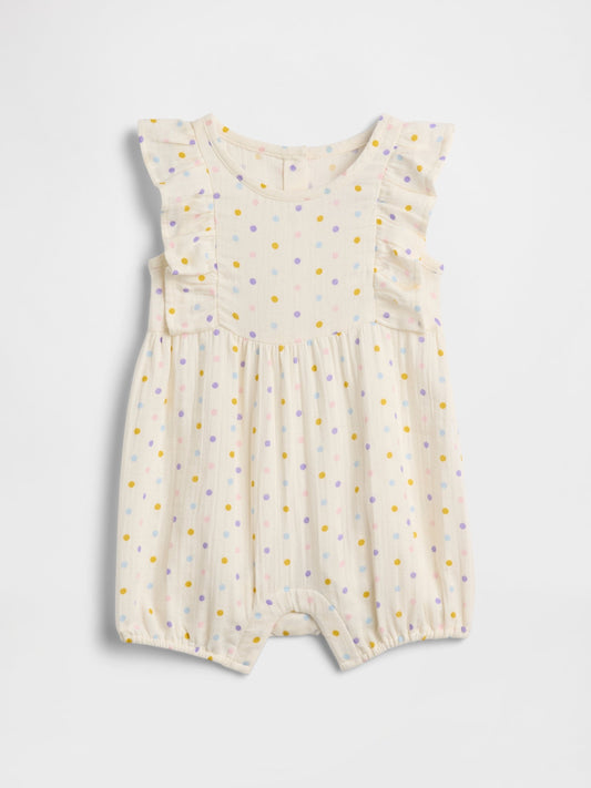 Krem Gauze Ruffle Romper Tulum