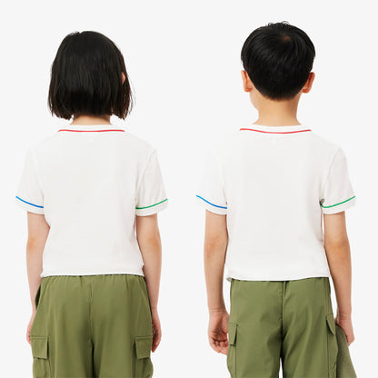Lacoste Çocuk Bisiklet Yaka Krem T-shirt