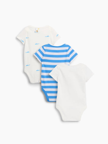 Açık Mavi First Favorites Organik Pamuk Bodysuit (3’lü)