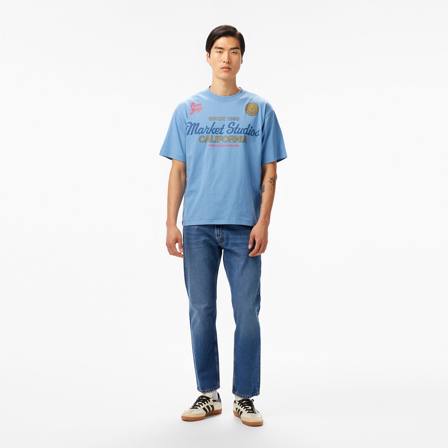 The Market Studios Pure Gold Unisex Mavi T-shirt