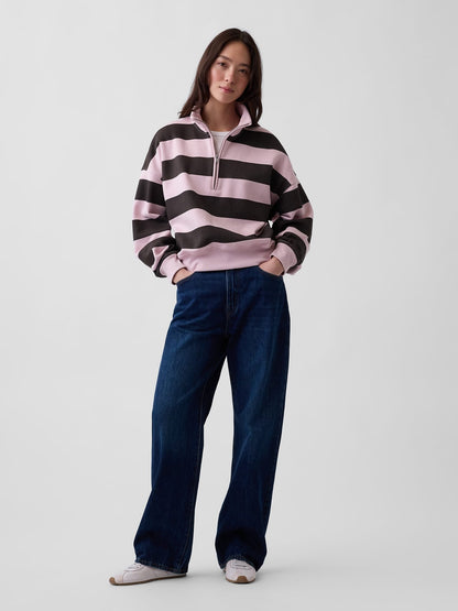 Pembe Vintagesoft Oversized Yarım Fermuarlı Wedge Sweatshirt