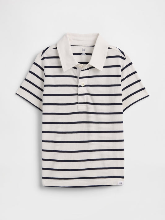 Beyaz Çizgili Rugby Polo T-shirt