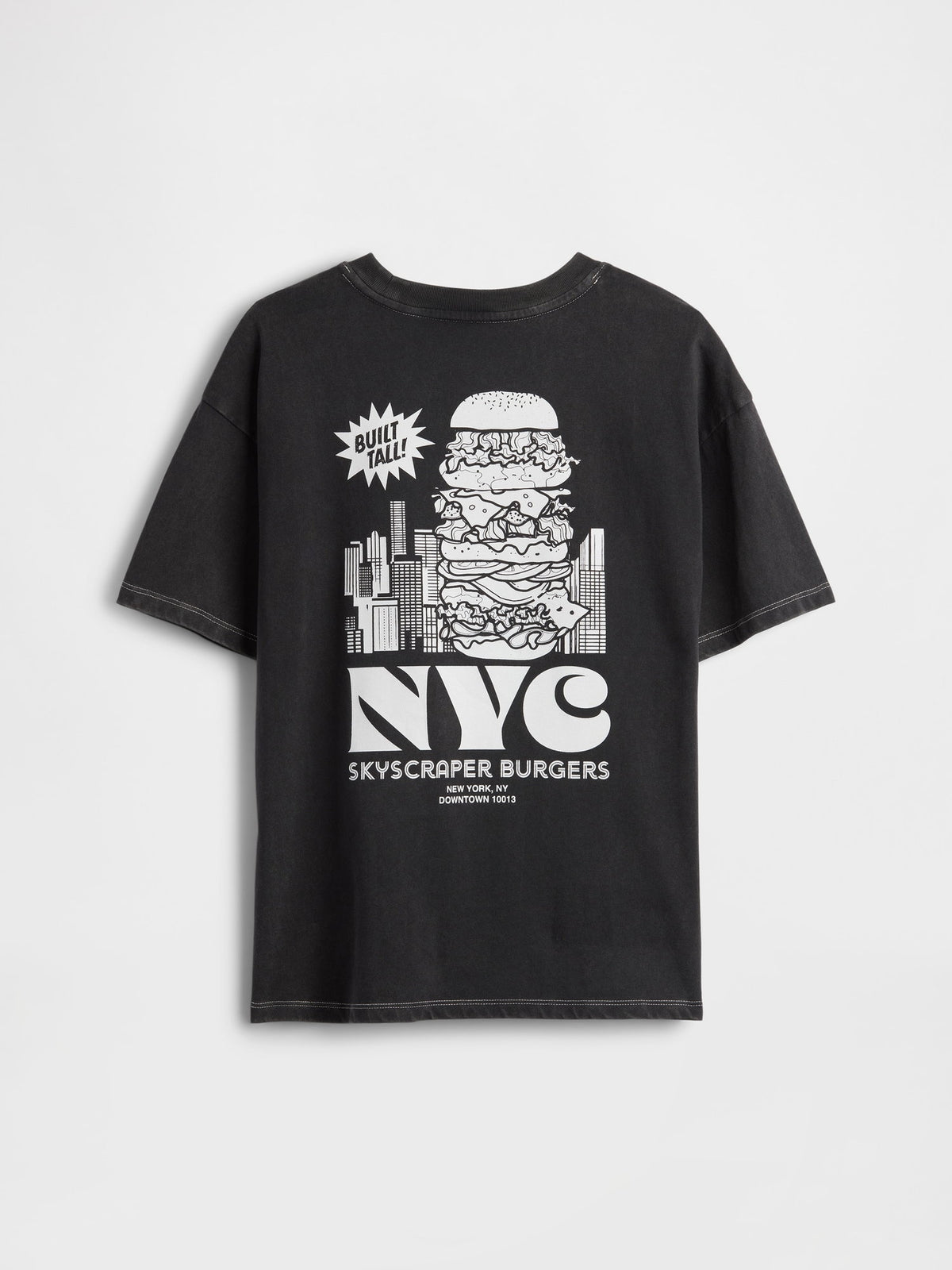 Siyah Relaxed Grafik Baskılı T-shirt