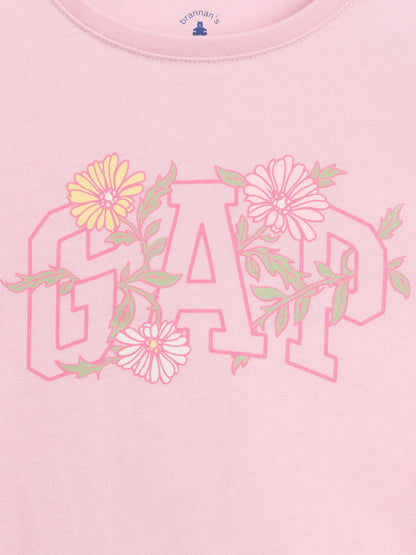 Pembe Grafik Baskılı T-shirt