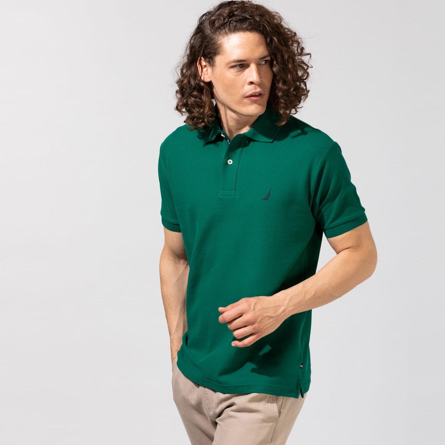 Nautica Erkek Yeşil Classic Fit Kısa Kollu Polo Yaka T-shirt