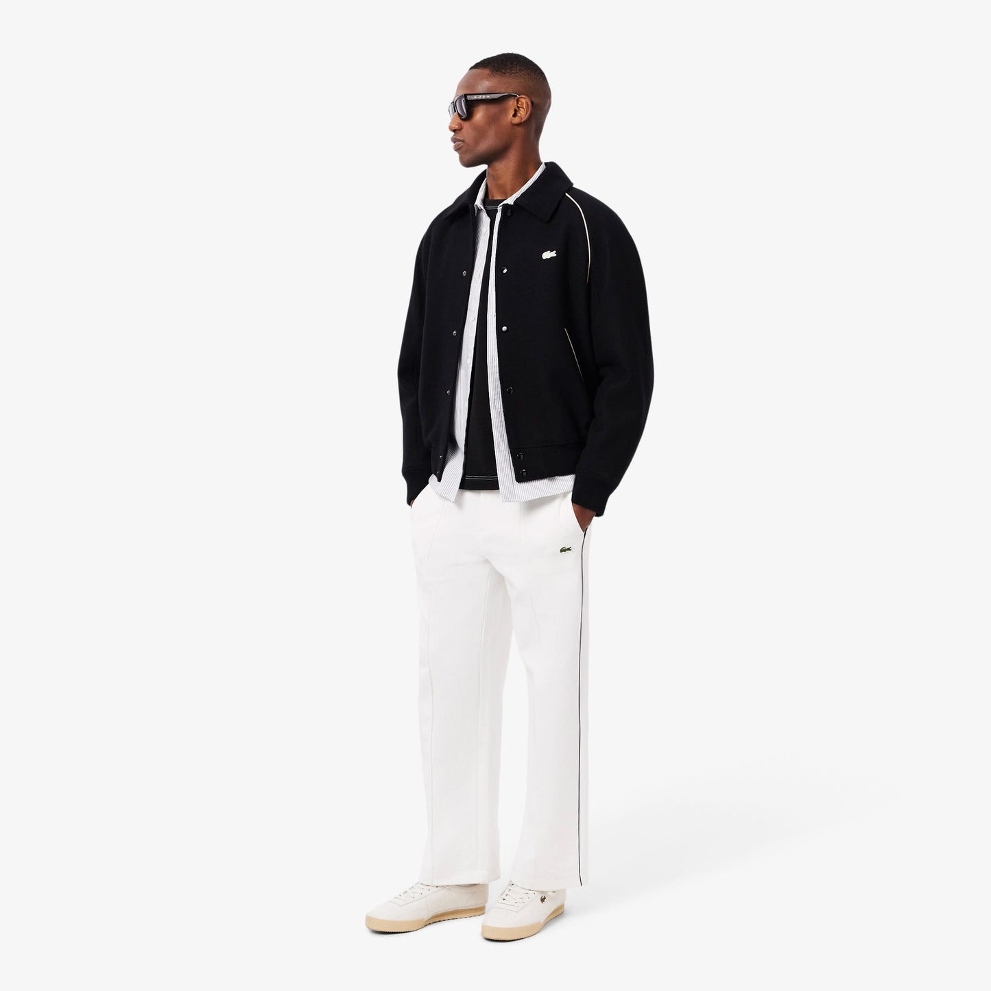 Lacoste Erkek Classic Fit Gömlek Yaka Baskılı Siyah Ceket
