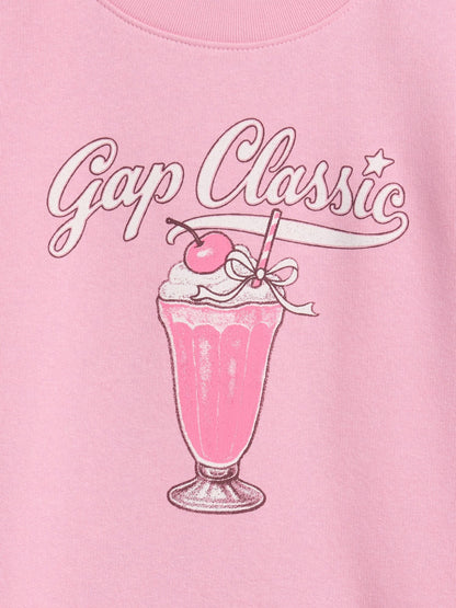 Açık Mavi Bisiklet Yaka Grafik Baskılı Sweatshirt