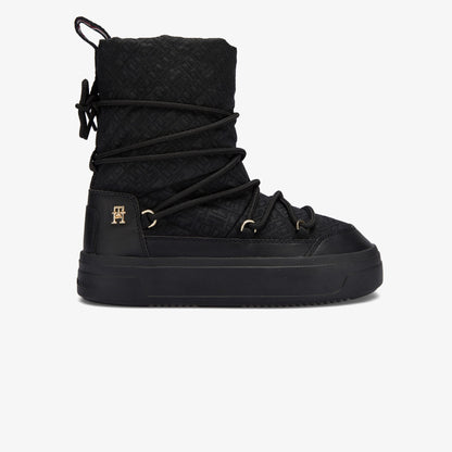 Tommy Hilfiger Lace-up Monogram Kadın Siyah Bot