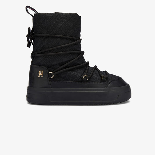 Tommy Hilfiger Lace-up Monogram Kadın Siyah Bot
