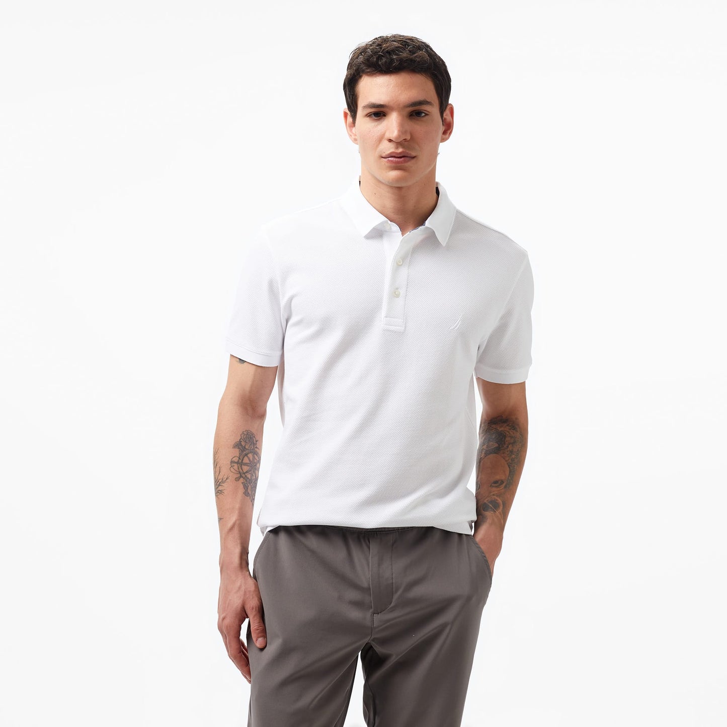 Nautica Erkek Beyaz Slim Fit Kısa Kollu Polo Yaka T-shirt