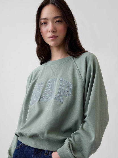 Koyu Yeşil Fransız Havlu Kumaş Raglan Logo Sweatshirt