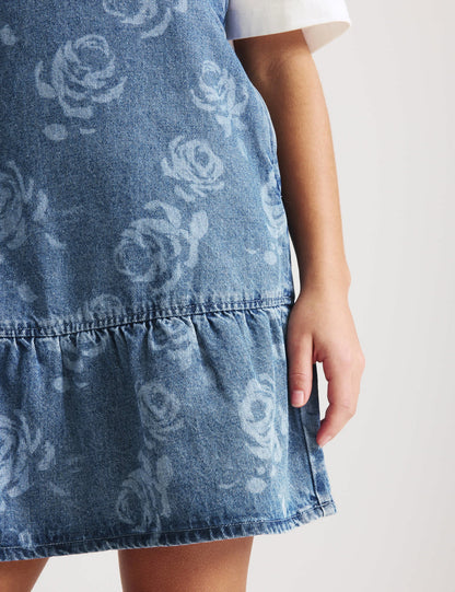 Desenli Denim Elbise & Tişört