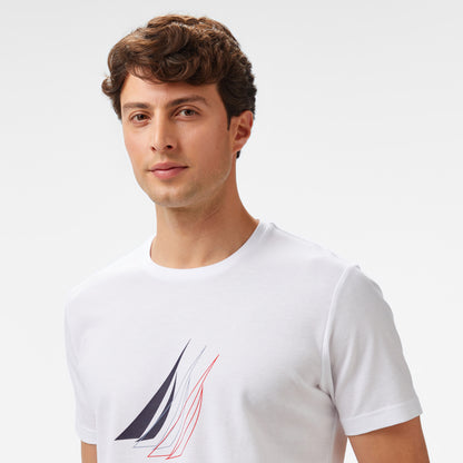 Nautica Erkek Beyaz Regular Fit Baskılı T-shirt
