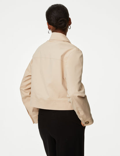 Relaxed Fit Crop Bomber Ceket