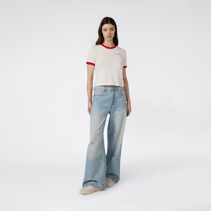 Champion Crewneck Croptop Kadın Beyaz T-shirt
