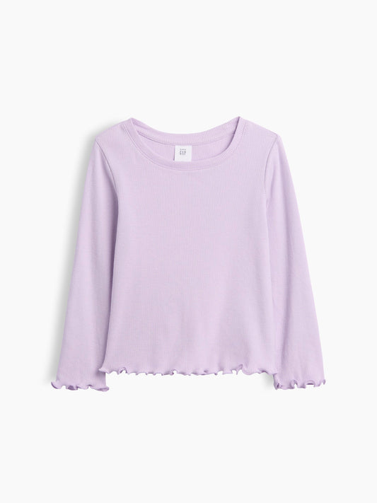 Lila Fitilli Bisiklet Yaka T-shirt