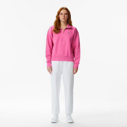 Lacoste Kadın Relaxed Fit Yarım Fermuarlı Koyu Pembe Sweatshirt
