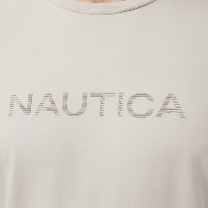 Nautica Erkek Bej Regular Fit Baskılı T-shirt