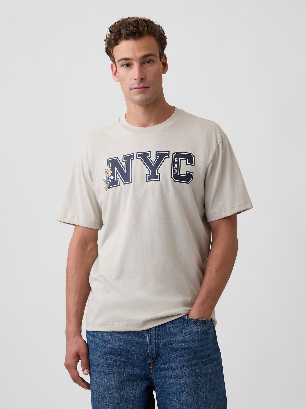 Krem Everyday Soft Relaxed Grafik Baskılı T-shirt