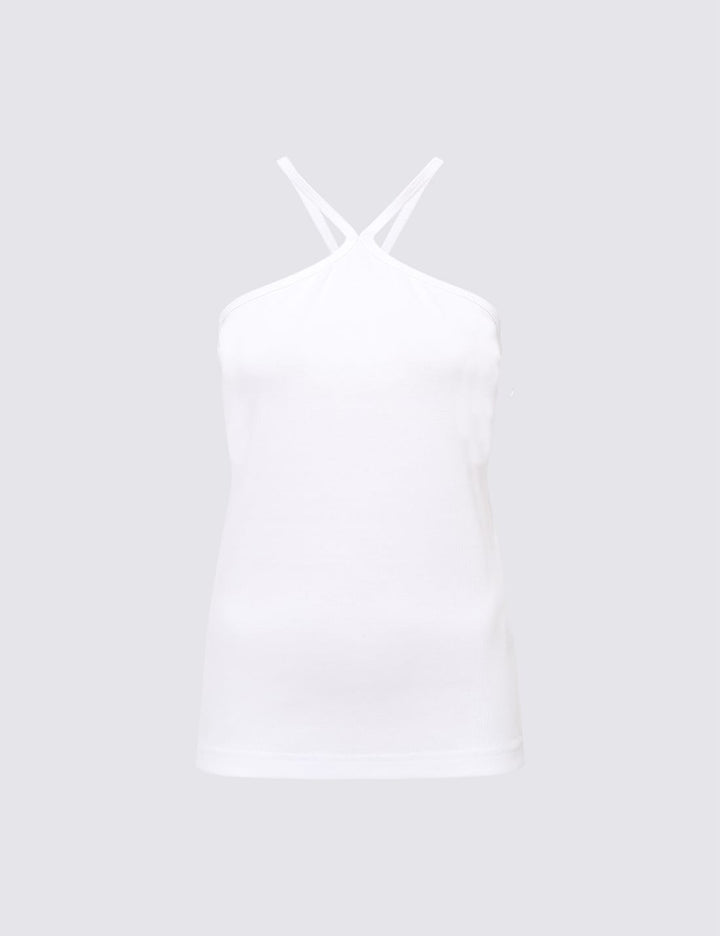 Saf Pamuklu Halter Yaka T-shirt