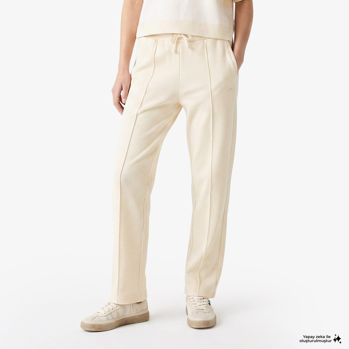 House Of Superstep X Lacoste Kapsul Koleksiyon Kadın Bej Eşofman Altı